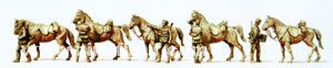 Cavaliers avec chevaux, debout 