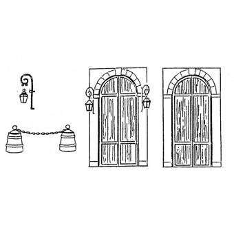 Porte à deux vantaux et accessoires 